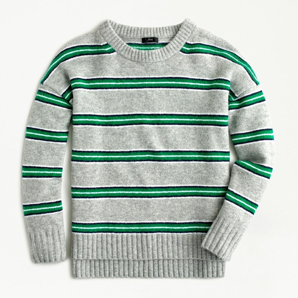 J. Crew Oversized Striped Crewneck Sweater in Supersoft Yarn XXS